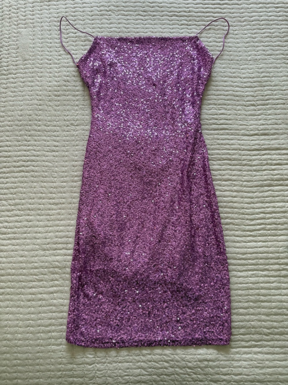 Sparkling Purple Sequin Mini Slip Dress with Spaghetti Straps